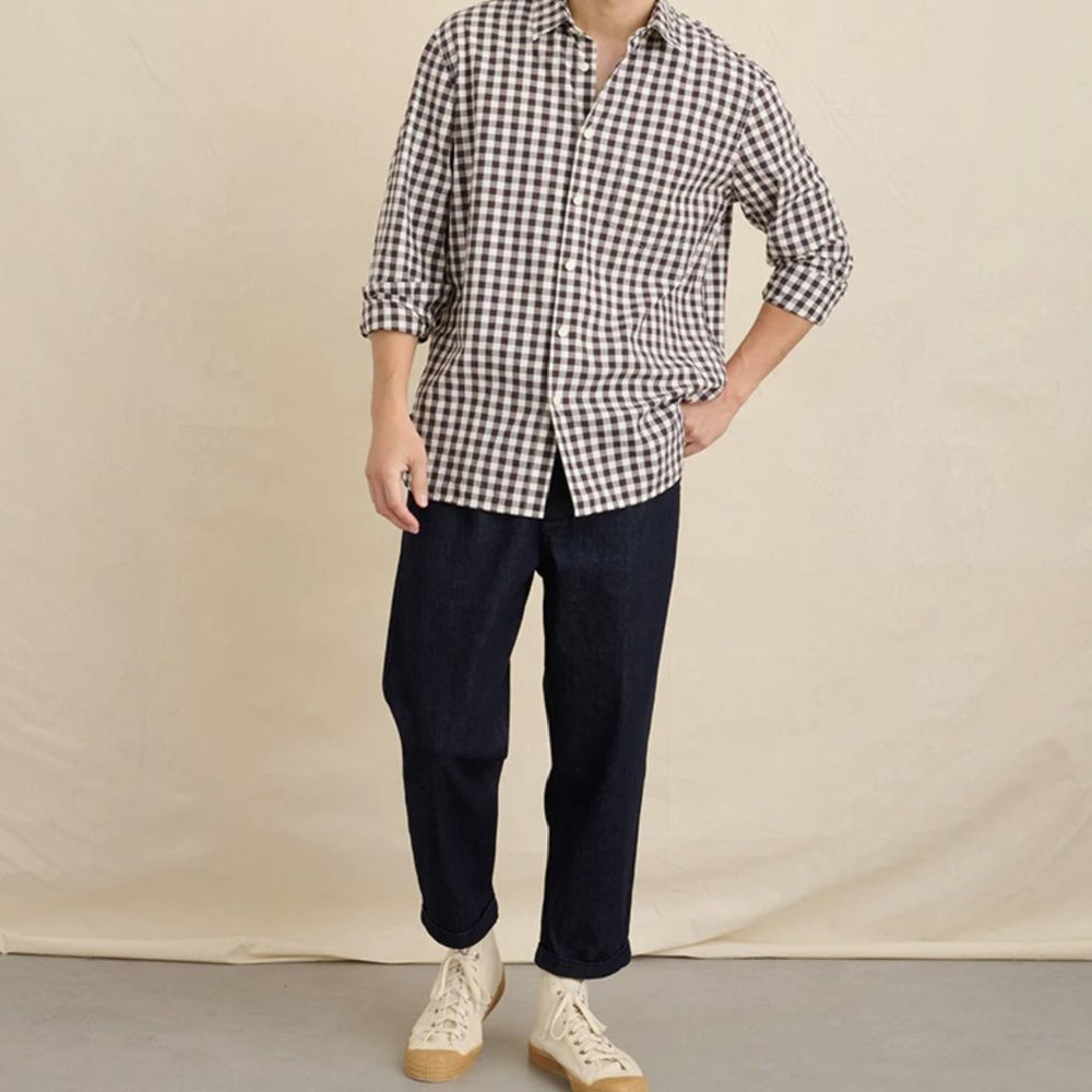 Alex Mill - Easy Shirt in Gingham Brown/Ivory - S